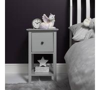 Asora Bedside Table with Drawer in Silk Grey