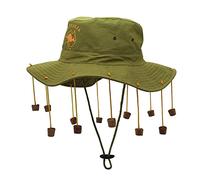 Asotagi Adult Australian Cork Hat, Green Kangaroo Pattern Boonie Sun Hat for Men, Windproof, Lightweight, Handmade, Perfect for Outdoor Activities, Fishing, Hiking, Festive Occasions