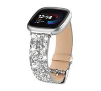 ASOTC Bling Band Compatible with Fitbit Versa 3/4/Sense/Sense 2, 3D Shiny Glitter Leather Strap, 135mm-226mm, Gold, Glitter, Glam, Women's Bling Watch Band