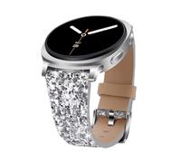 ASOTC Bling Band Compatible with Samsung Galaxy Watch 8 40mm 44mm/Watch 8 Classic 46mm, Sparkle Glitter Dressy Leather Replacement Strap Compatible For Samsung Watch 8 Bands Women (Silvery)