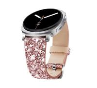 ASOTC Bling Band Compatible with Samsung Galaxy Watch 8 40mm 44mm/Watch 8 Classic 46mm, Sparkle Glitter Dressy Leather Replacement Strap Compatible For Samsung Watch 8 Bands Women (Pink)
