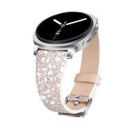 ASOTC Bling Band Compatible with Samsung Galaxy Watch 8 40mm 44mm/Watch 8 Classic 46mm, Sparkle Glitter Dressy Leather Replacement Strap Compatible For Samsung Watch 8 Bands Women (Starlight)