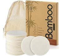 ASPACES Reusable Makeup Remover Pads - 20 Packs Natural Bamboo Cotton Rounds Eco-Friendly for All Skin Types with Cotton Laundry Bag, White