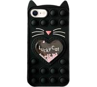 Aspack Pop Bubbles Case for iPhone 6 Plus/7 Plus/8 Plus, Pop Cartoon Lucky Black Cat Fidget Stress Relief Push Bubbles Shockproof Silicone Soft Phone Case for Apple iPhone 6 Plus/7 Plus/8 Plus