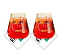 Aspall Glass Pip and Wild 2/3rd Schooner Pint Goblet Pint Glasses X2 Man Cave Roxley