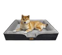 Aspand Medium Dog Bed, Raised on Three Sides, Removable Single, 89 x 64 cm, Cushion for Dogs, Washable, Soft, Indoor Dog Bed, Dark Grey