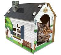 ASPCA Cardboard Cat House Hideaway Playhouse with Cat Scratcher Scratching Pad 19" L x 13" W x 17" H