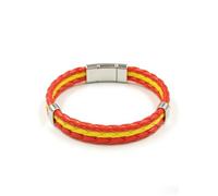 Aspcsmomt Flag Coloring Woven Leather Bracelet, Soccer Fans PU Bangle with Alloy Steel Closure,Support National Team Cuff Rope Wristband Jewelry for Adults Mens Women, M, Polyurethane, alloy