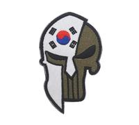 Aspcsmomt National Flag Skull Patches,Embroidered Tactical Morale Punisher Patch Hook and Loop Fastener Sew on Backpack Jacket Cap Uniform Coat Hat (South Korea)