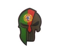Aspcsmomt National Flag Skull Patches,Embroidered Tactical Morale Punisher Patch Hook and Loop Fastener Sew on Backpack Jacket Cap Uniform Coat Hat (Portugal)
