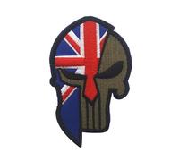 Aspcsmomt National Flag Skull Patches,Embroidered Tactical Morale Punisher Patch Hook and Loop Fastener Sew on Backpack Jacket Cap Uniform Coat Hat (Britain)