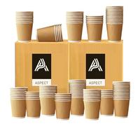 Aspect 100 x 8oz Ripple Brown Kraft Paper Cups Strong 3-PLY Disposable Insulated Coffee Cups Leak-Proof Recyclable Drinking Cups for Hot Drinks, Tea, Coffee and Beverages, Cappuccino Hot Drinks.