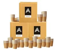 Aspect 200 x 8oz Ripple Brown Kraft Paper Cups Strong 3-PLY Disposable Insulated Coffee Cups Leak-Proof Recyclable Drinking Cups for Hot Drinks, Tea, Coffee and Beverages, Cappuccino Hot Drinks.