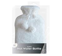 Aspect 2L Hot Water Bottle | Super Soft Plush Material Cover | Pure Natural Rubber (White)