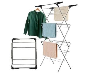 Aspect 3 Tier Folding Clothes Airer 20m Space For Laundry, With Extra Wings Clothes Drying Rack, Indoor & Outdoor Non-Slip Feet & Corner, Foldable Drying Rack, Lightweight, Space Saving Rack