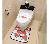 Aspect 3Pcs Bathroom Decoration Set | Santa Claus 3 Piece Bathroom Set | Novelty Decoration for Bathroom | Tank Unique Decoration Set for Bathroom | Non-Slip | Soft Washable Detachable - Snow Man