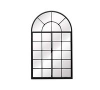 Aspect Arched Window Wall Mirror,Metal Window Pane Mirror,Black (Black, 70(W) x3(D) x115(H) cm) M49BK