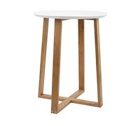 Aspect Avery Coffee/Side Table, White Wooden Top, Bamboo Legs (White/Bamboo, 40 dia x 50cm)