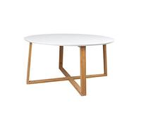 ASPECT Avery Coffee Table, Wooden Top, Legs (White/Bamboo, 80 Dia x 40 cm), CFT43