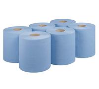 ASPECT Blue Roll (Pack of 6) (2400 Sheet) Centrefeed 2 Ply Kitchen Rolls Embossed Pattern Paper Towels Strong and Absorbent Tissue Paper Blue Roll Wipe Away Perfect for Commercial & Kitchen Use