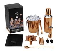 Aspect Cocktail Shaker Set, 9-Piece Copper-Plated Stainless Steel Cocktail Making Kit, 500ml Bar Shaker Set with Bartender Tools, Cocktail & Gin Making Gift Set for Home Bar & Pub