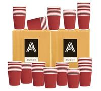 Aspect Coffee Cups Disposable 100 Cups x 8oz(240ml)Red Ripple Paper Cups for Tea Hot Drink Triple Walled Insulated Disposable Cups Takeaway Coffee Cups Leakproof Paper Cups Ideal for Cafe Office Event