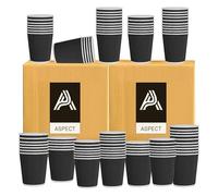 Aspect Coffee Cups Disposable,100Pack x 8oz(240ml)Black Ripple Cups for Tea, Hot Drinks,Triple Walled Insulated Disposable Cups,Takeaway Coffee Cups, Leakproof Paper Cups, Ideal For Cafe,Office,Events