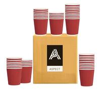Aspect Coffee Cups Disposable 50 Cups x 8oz(240ml)Red Ripple Paper Cups for Tea Hot Drink Triple Walled Insulated Disposable Cups Takeaway Coffee Cups Leakproof Paper Cups Ideal for Cafe Office Events