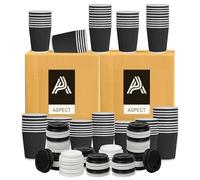 Aspect Coffee Cups with lids, 100 x 8oz Triple Wall Ripple Kraft Paper for Hot & Cold Drinks(Black)