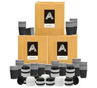 Aspect Coffee Cups with lids, 200 x 8oz Triple Wall Ripple Kraft Paper for Hot & Cold Drinks(Black)