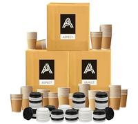 Aspect Coffee Cups with lids, 200 x 8oz Triple Wall Ripple Kraft Paper for Hot & Cold Drinks(Brown)