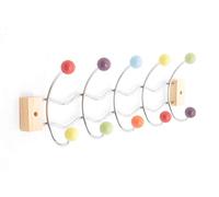 ASPECT Deluxe Wall-Mounted Hook/Coat Hanger-10 Hooks.Chrome Finish Frame & Multi-Color Ceramic Balls, Metal, Multi