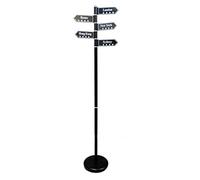 ASPECT FREE COAT RACK STAND/BLACK FINISH-WITH 5 SWIVEL CITIES HANGERS-BERLINE,HONG KONG,LONDON,NEW YORK,SYDNEY, Metal, 28 dia x 173(H) cm