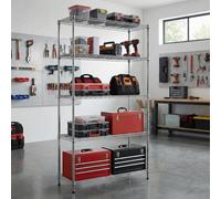Aspect Furniture 5 Tier Heavy Duty Chrome Wire Shelving Unit