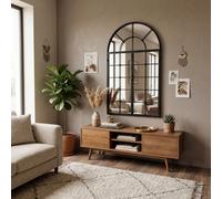 Aspect Furniture Arched Window Wall Mirror,metal Window Pane Mirror,black,70X3X115Cm