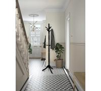 Aspect Furniture Cleo Wooden Coat Stand With 9 Hooks-Solid Wood In Black Finish
