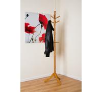 Aspect Furniture Cleo Wooden Coat Stand With 9 Hooks-Solid Wood In Oak Finish