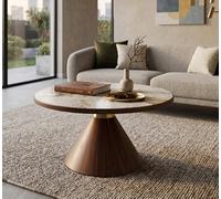 Aspect Furniture Hattie Round Walnut Sintered Stone Coffee Table,70Cm Dia,pandora/walnut