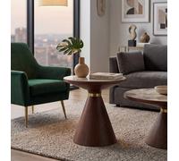 Aspect Furniture Hattie Round Walnut Sintered Stone Side Table,50Cm Dia,pandora/walnut