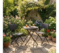 Aspect Furniture Ivy Folding Garden Balcony 3 Pieces Rattan Bistro Set ,brown