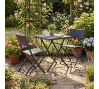 Aspect Furniture Ivy Folding Garden Balcony 3 Pieces Rattan Bistro Set ,grey