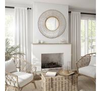 Aspect Furniture Juliet Round Accent Mirror,sunburst Design,electrical Gold Plated
