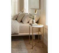 Aspect Furniture Naomi Genuine Round White Marble Side Table , Gold Legs
