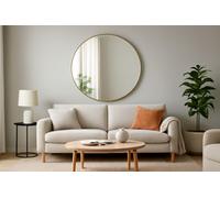 Aspect Furniture Studio Round Wood Accent Wall Mirror/vanity Mirror/bathroom Mirror, Gold, 80.5 Dia Cm