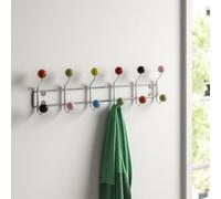 Aspect Furniture Wall-Mounted Coat Hook, Coat Hanger-12 Hooks. Chrome Frame, Multi-Colored Ceramic Balls