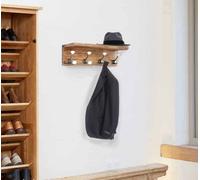 Aspect Furniture Wall Mounted Entryway Shelf With 4 White Hooks