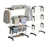 Aspect Heavy Duty Clothes Airer, Large 4-Tier Foldable Clothes Drying Rack With 2 Adjustable Side Wings & Wheels, Space Saving Free-Standing Laundry Rack For Indoor-Outdoor Use