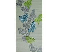 ASPECT Kids Girls Room,Playroom Rug/Teal,Green,Grey Butterflies On Cream Background (120x170cm), Polyester, Multi, 170 x 120 x 1 cm