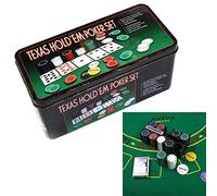 Aspect Poker Set, Casino Texas Holdem 200pcs Poker Set with Chips, Poker Mat & Tin Box | Gambling Cards & Casino Chips for Black Jack Games Complete Game Kit