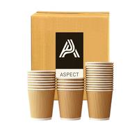 Aspect Ripple, Paper Coffee Cups, Triple Wall Insulated Disposable, Brown Kraft, 8oz Pack of 25 for Takeaway, Hot and Cold Drinks